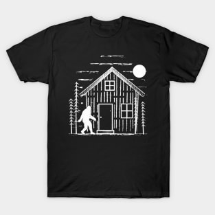 Bigfoot Cabin in the woods T-Shirt